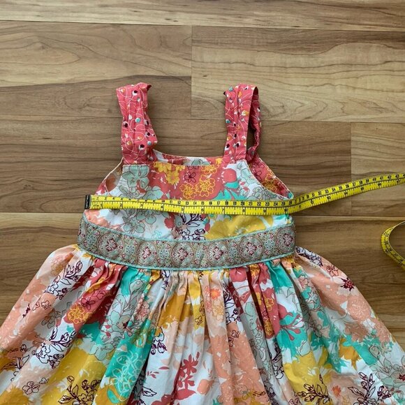 A Little Posh Size 5 Girl’s Multicolored Dress Adjustable Knotted Straps Floral - Picture 2 of 8